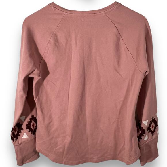Ariat Pink Henley Long Sleeve Pullover Top Western Southwest Cuff M - Picture 4 of 10